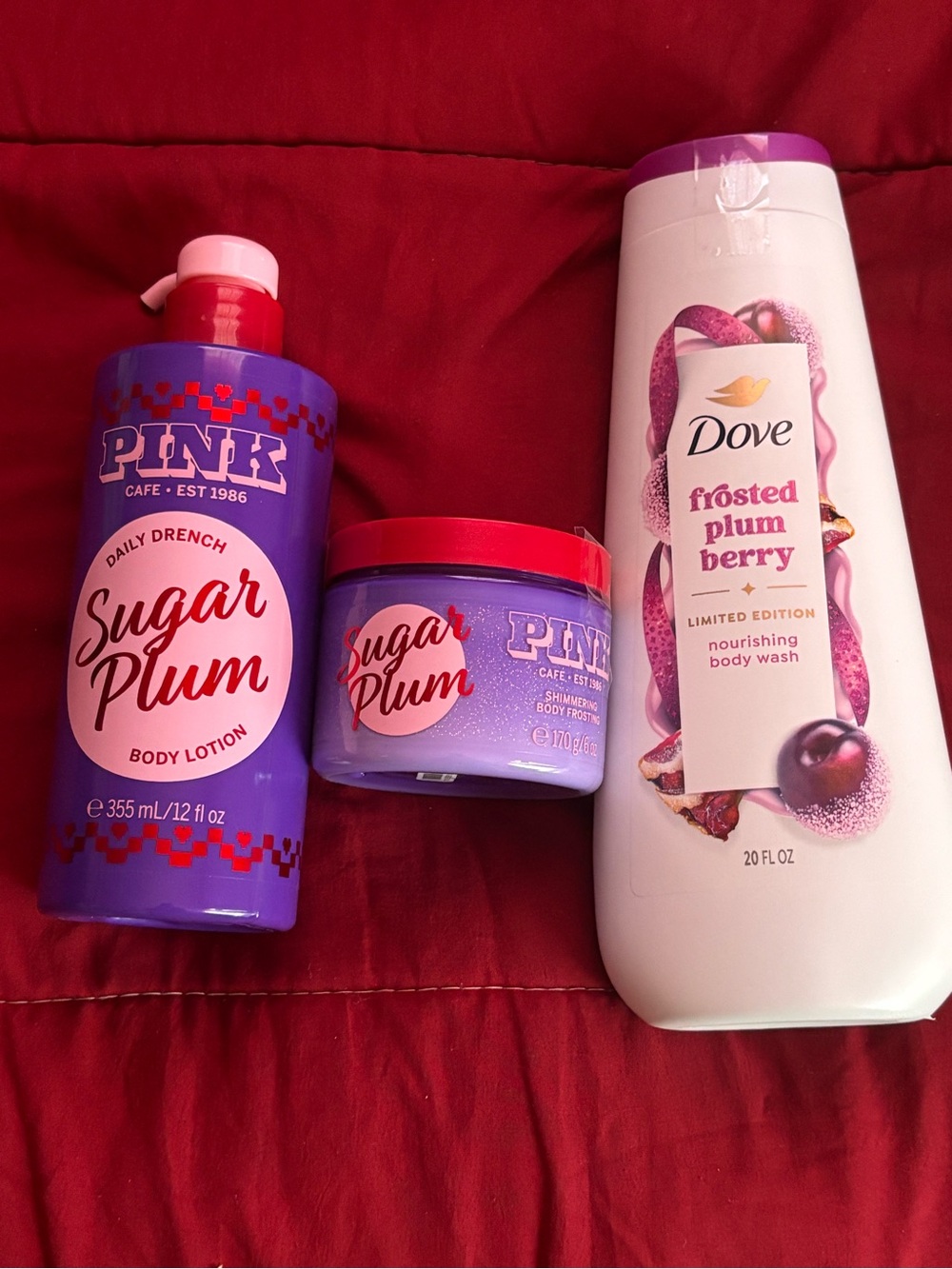 PINK Victoria's Secret Sugar Plum Lotion & Butter Trio - Purple and Pink